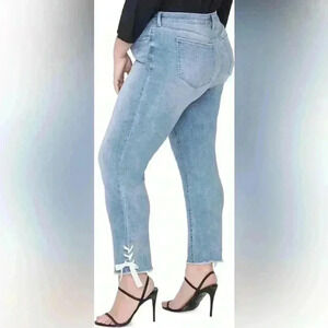 NYDJ Curves 360 rayed Lace-Up Hem Ankle Slim Jeans Plus Size 24